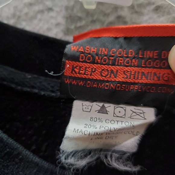 Diamond Supply Women Sweater Medium Black Logo Leopard Long Sleeve Crew Neck - Picture 4 of 10